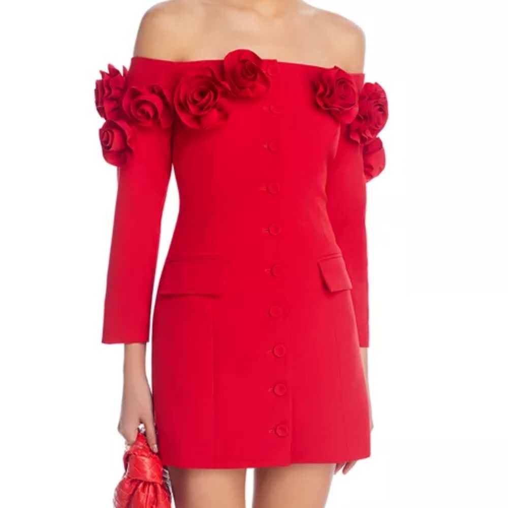 Lucy Paris Red Rose Embellished Mini Dress